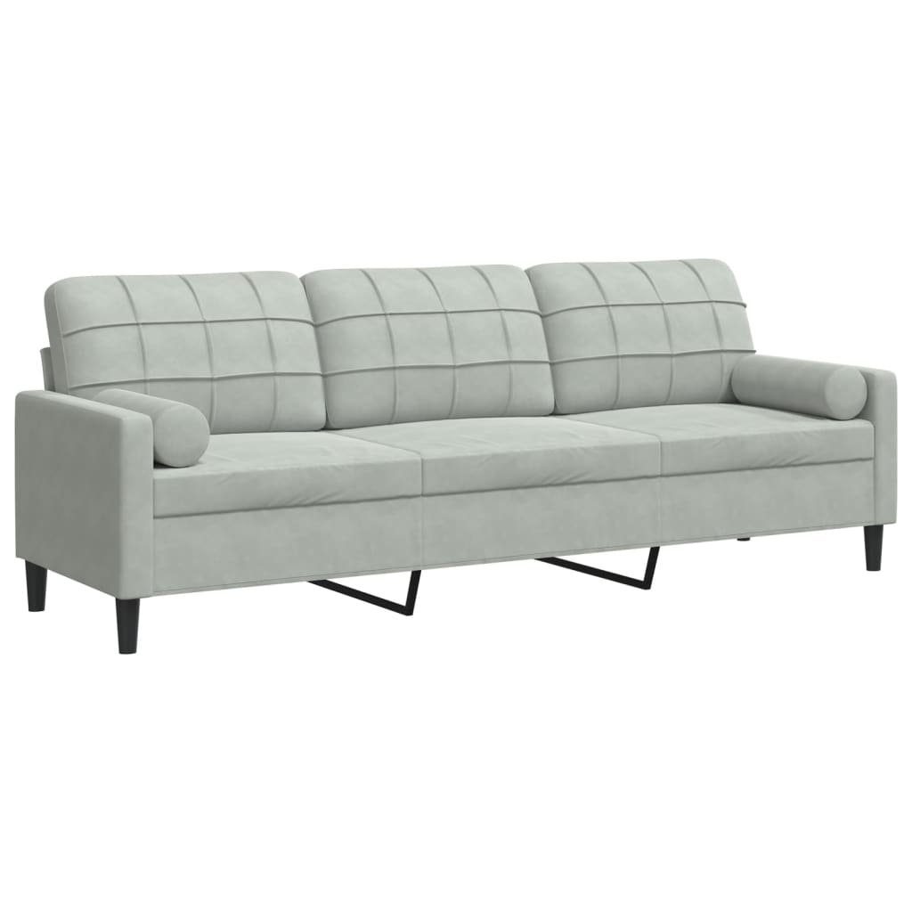 2-Sitzer-Sofa mit Zierkissen Hellgrau 120 cm Samt