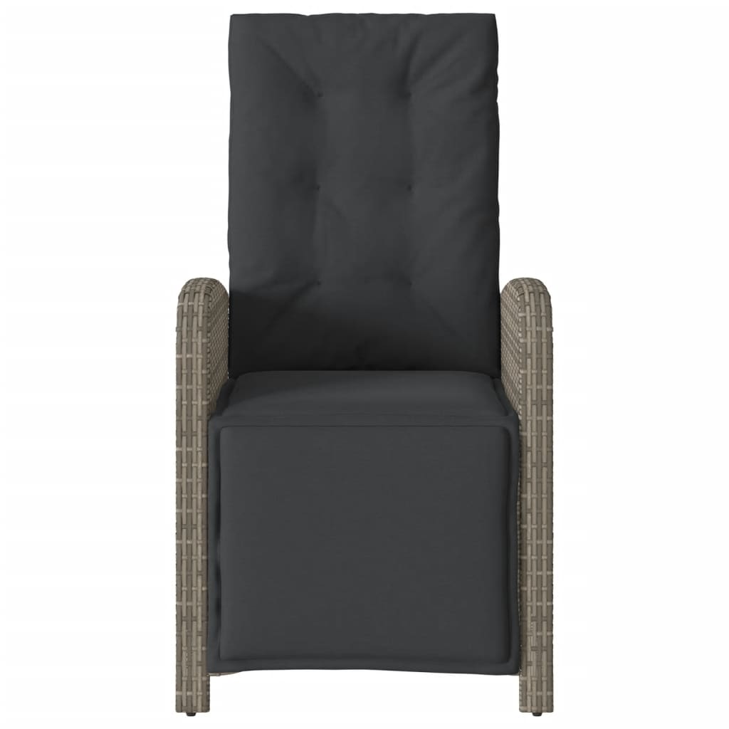 Gartensessel mit Fußteil Verstellbar Schwarz Poly Rattan