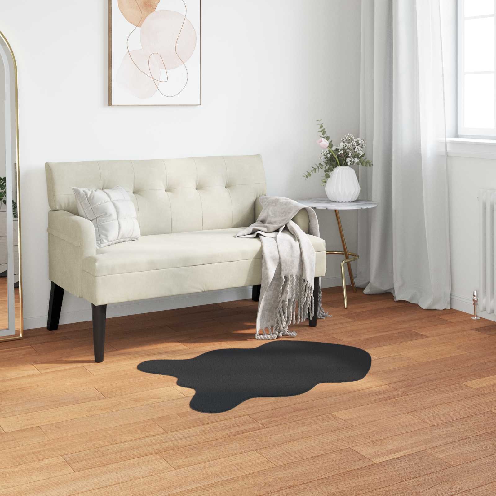 Rutschfester Teppich aus Kunstkaninchenfell OLITE Weiß