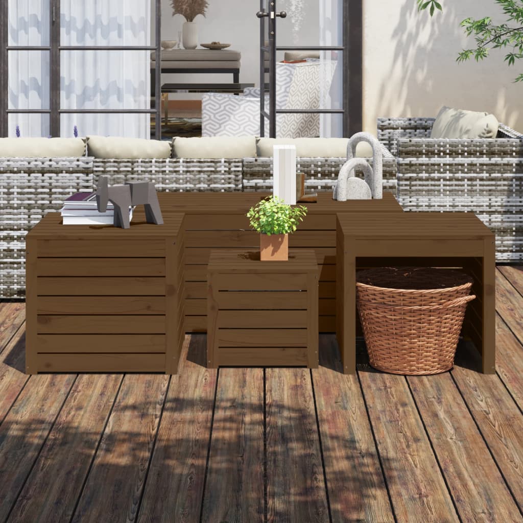4-tlg. Gartenbox-Set Massivholz Kiefer