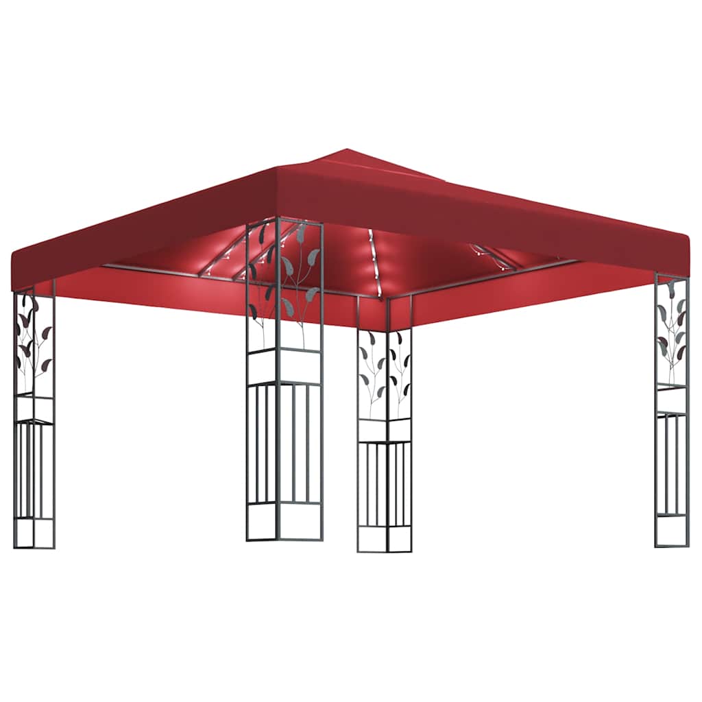 Pavillon mit LED-Lichterkette 3x3 m Anthrazit