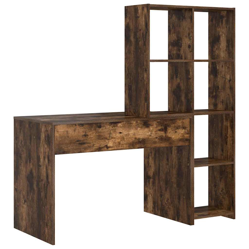 Schreibtisch mit Regal Weiß 138,5 x 55 x 143 cm Holzwerkstoff