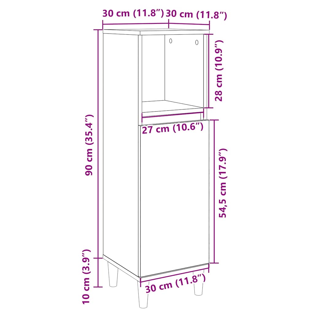 Badschrank Weiß 30x30x100 cm Holzwerkstoff