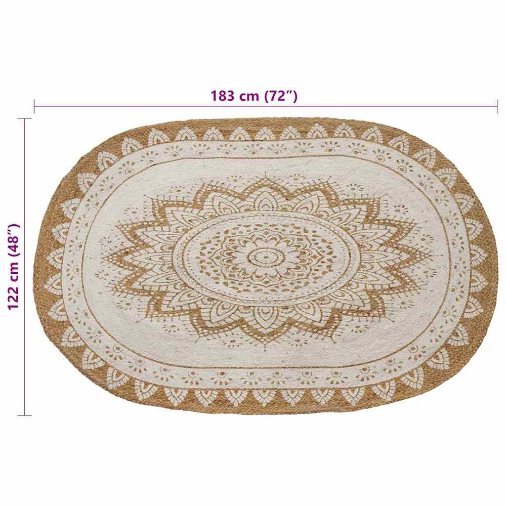 Bereichsteppiche Floral Natur mit weißem Druck 100 x 152 cm