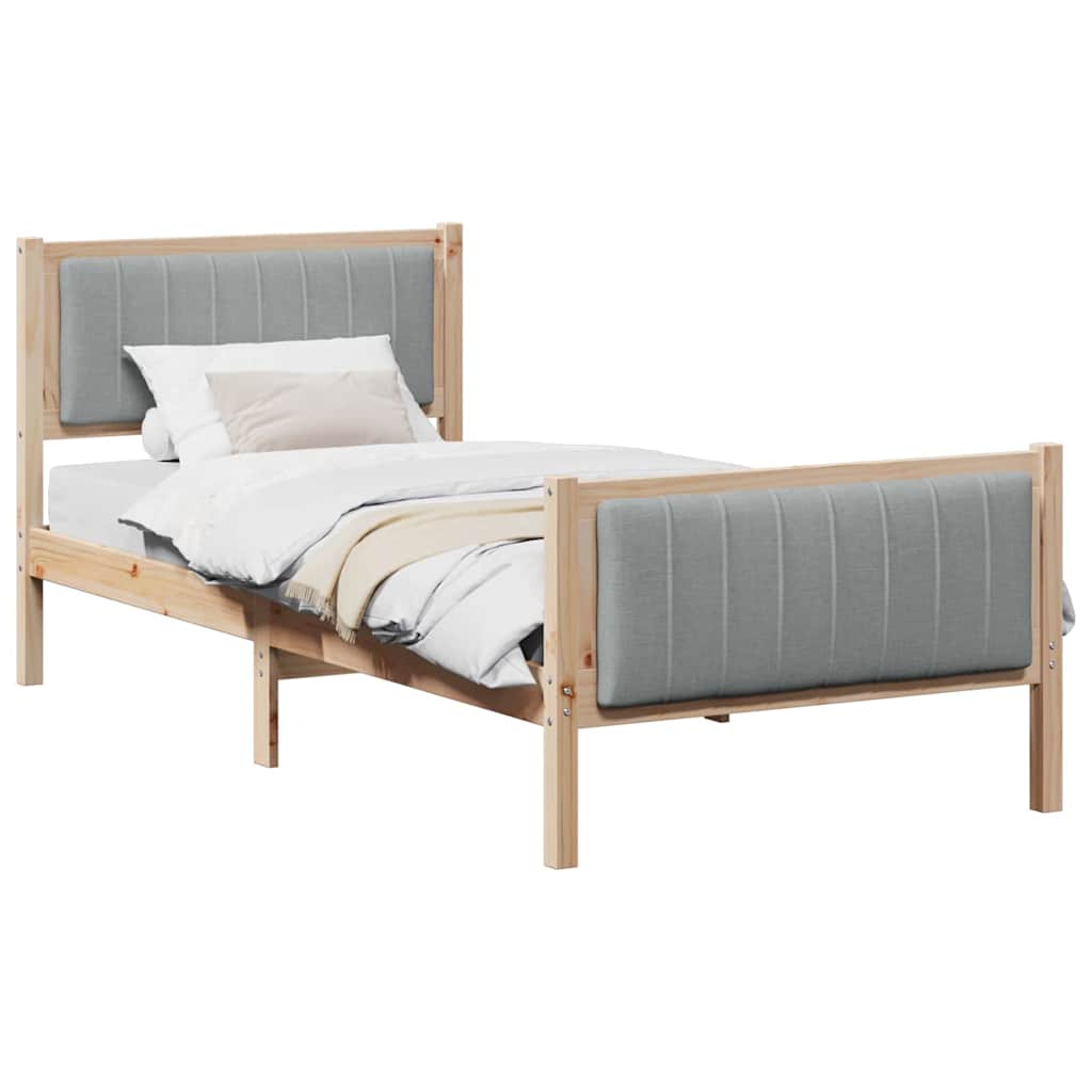 Bettgestell Braun und hellgrau 200 x 200 cm Massivholz Kiefer
