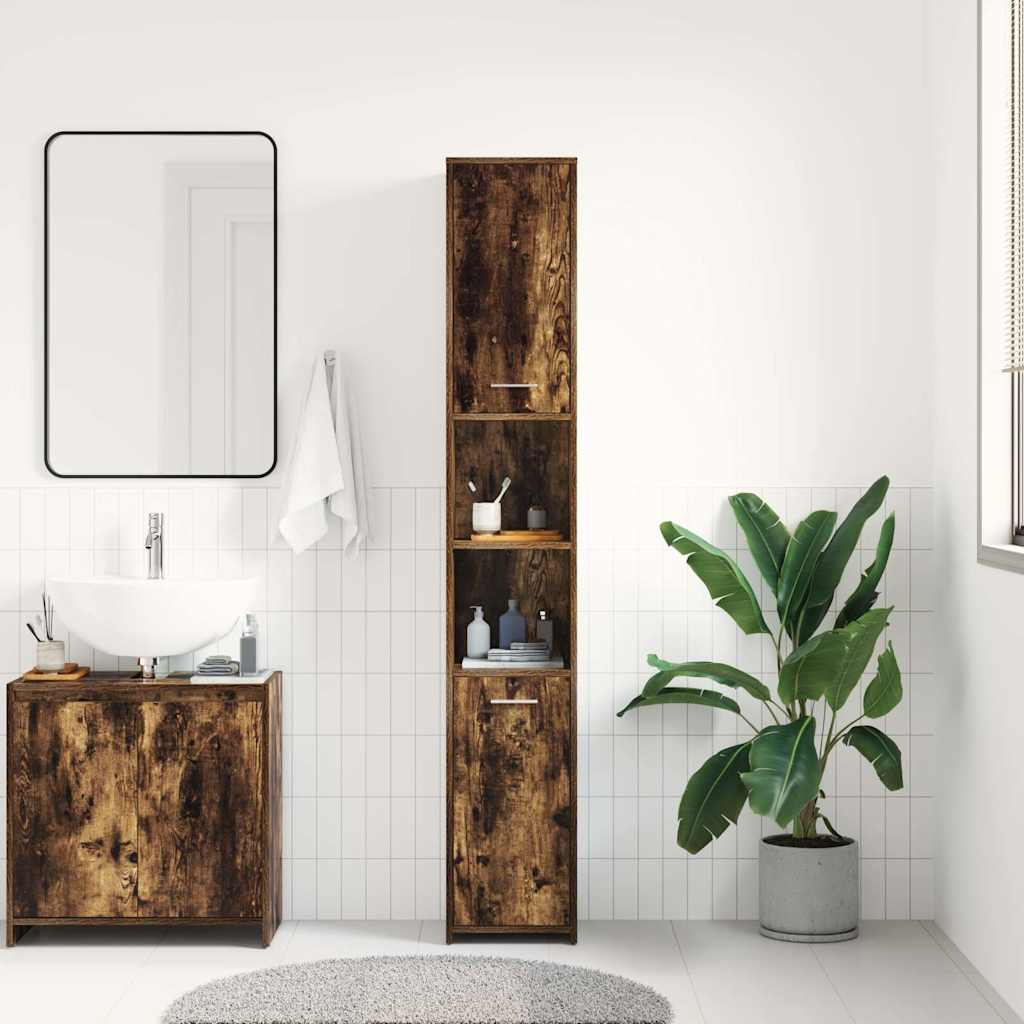 Badezimmerschrank Weiß 30x30x183,5 cm Holzwerkstoff
