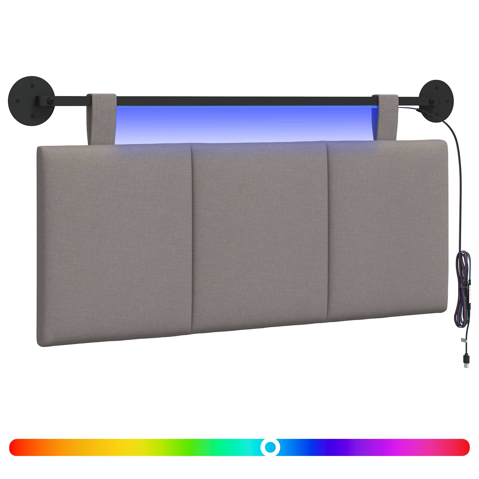 Hängendes Kopfteil Mit LED Licht Wolkengrau Stoff