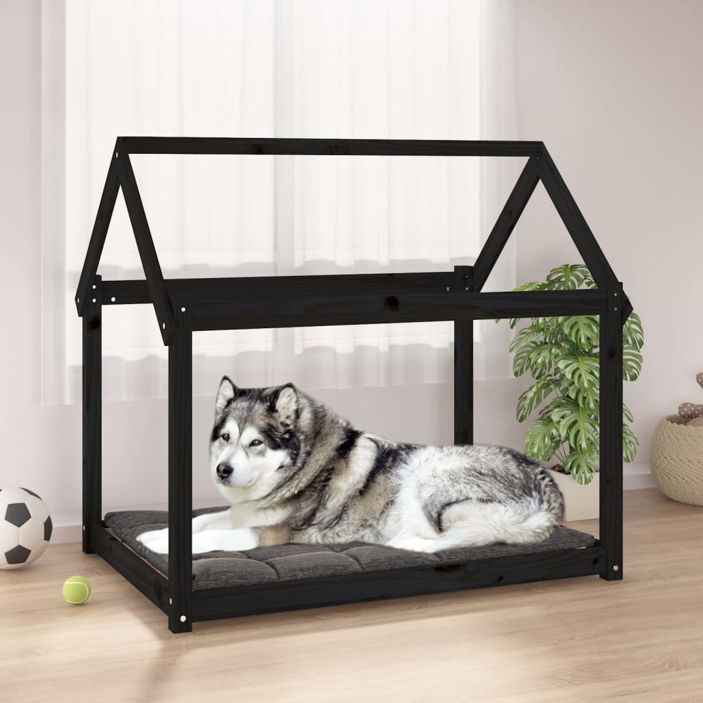 Hundebett Grau 61x50x70 cm Massivholz Kiefer
