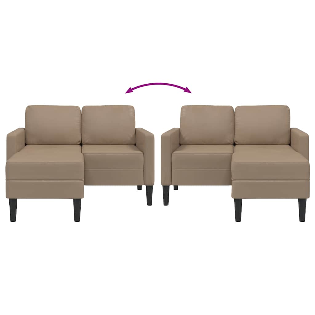 2-Sitzer-Sofa mit Chaiselongue L-förmig Schwarz 125 cm Kunstleder