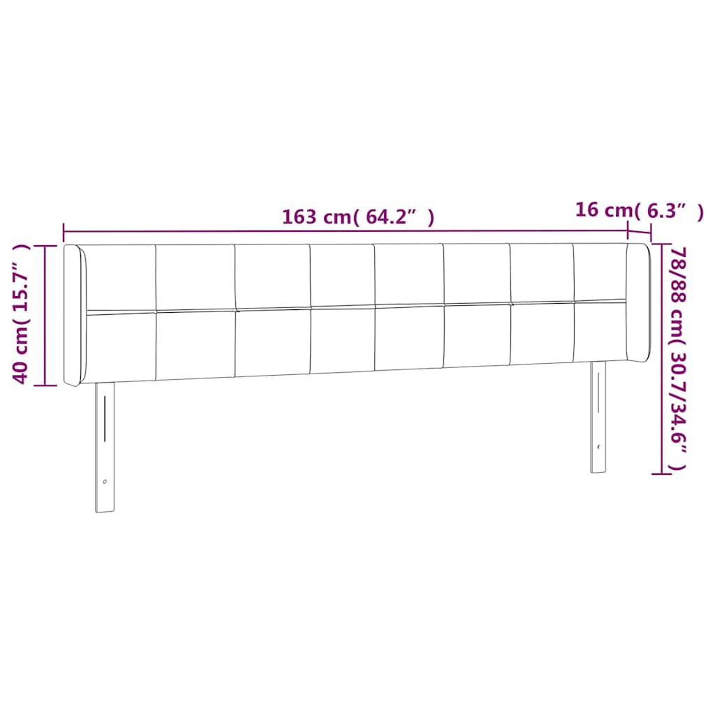 Kopfteil mit Ohren Dunkelblau 93x16x78/88 cm Samt