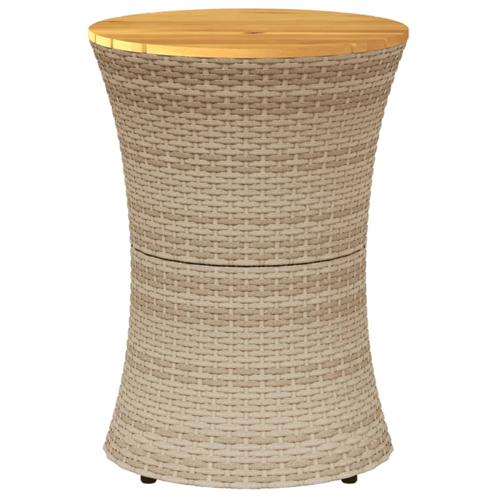 Garten-Beistelltisch Trommelform Schwarz Poly Rattan Massivholz