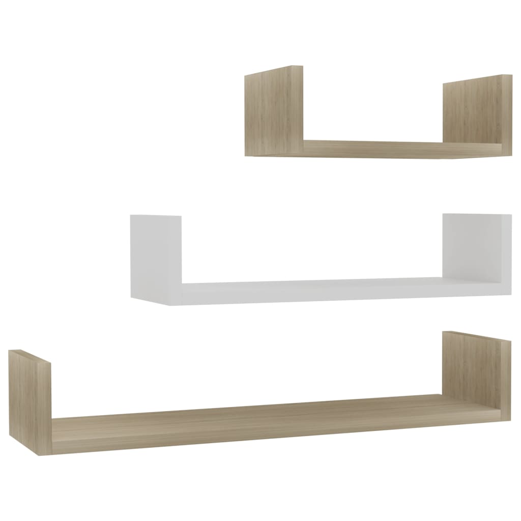 Wandregal 3 Stk. Weiß Holzwerkstoff