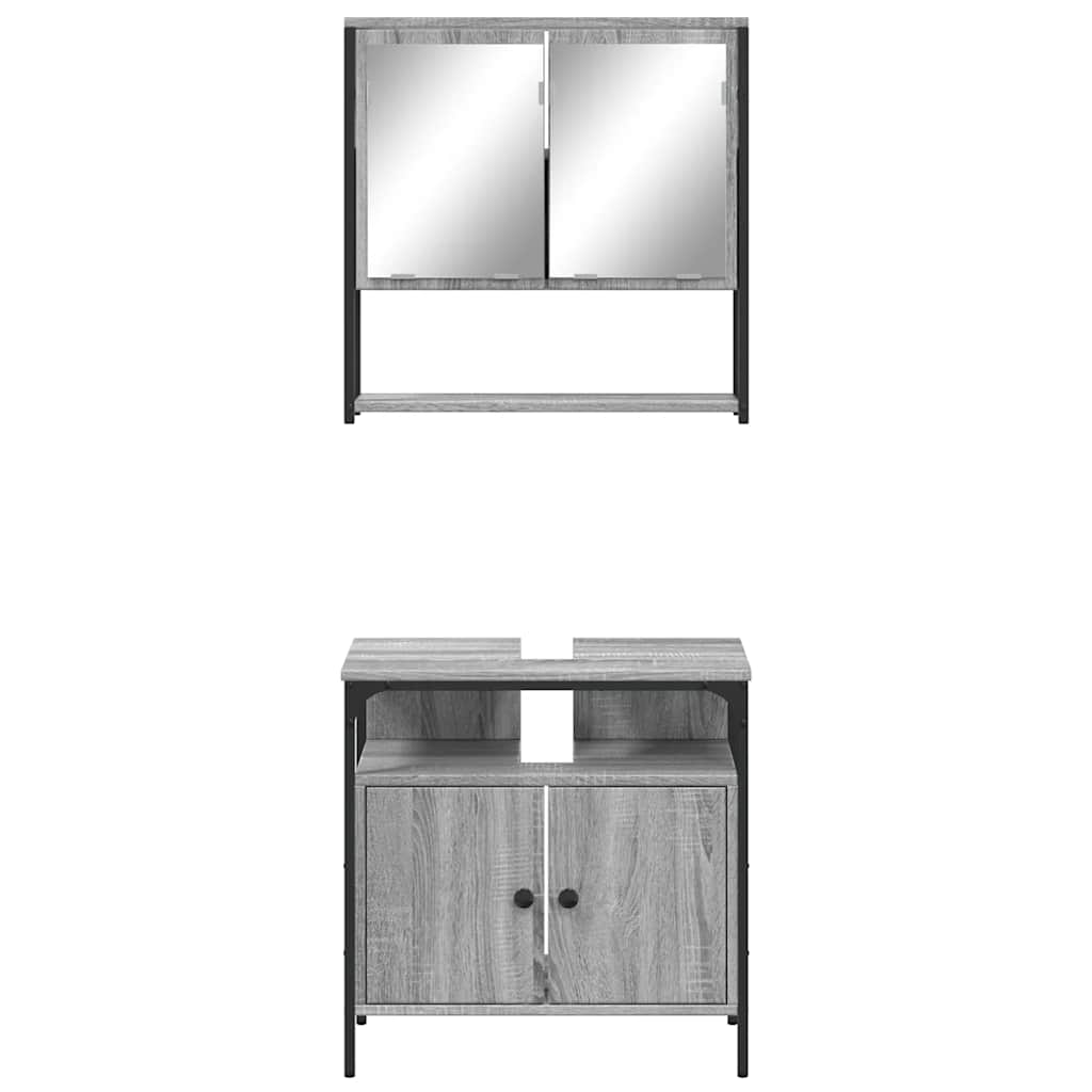 2-tlg. Badmöbel-Set Schwarz Holzwerkstoff