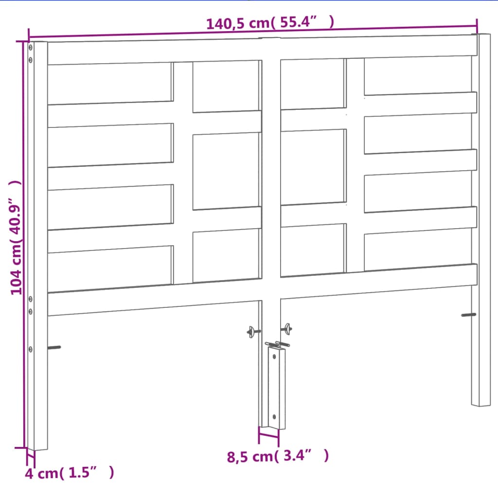 Bett-Kopfteil Grau 81x4x104 cm Massivholz Kiefer