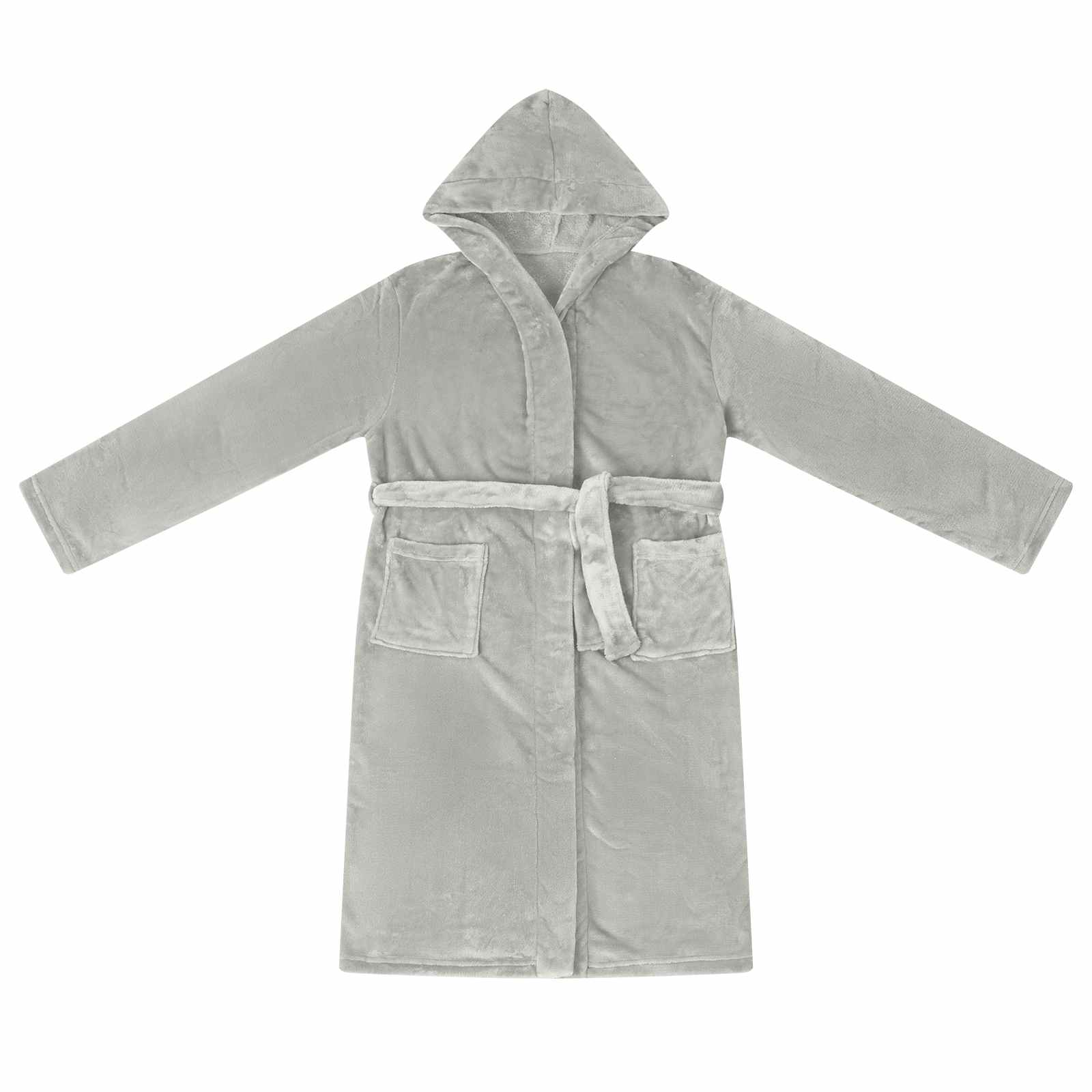 Bademantel Hoodie Beige S Flanell