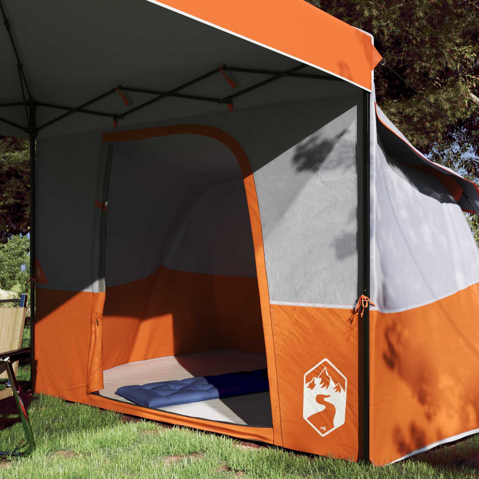Camping-Zelt-Set mit Dach 2 pcs Blau Taffeta und Stoff