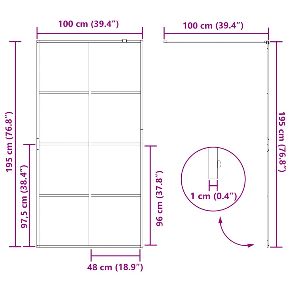 Duschwand für Begehbare Dusche mit Klarem ESG Glas 80x195 cm