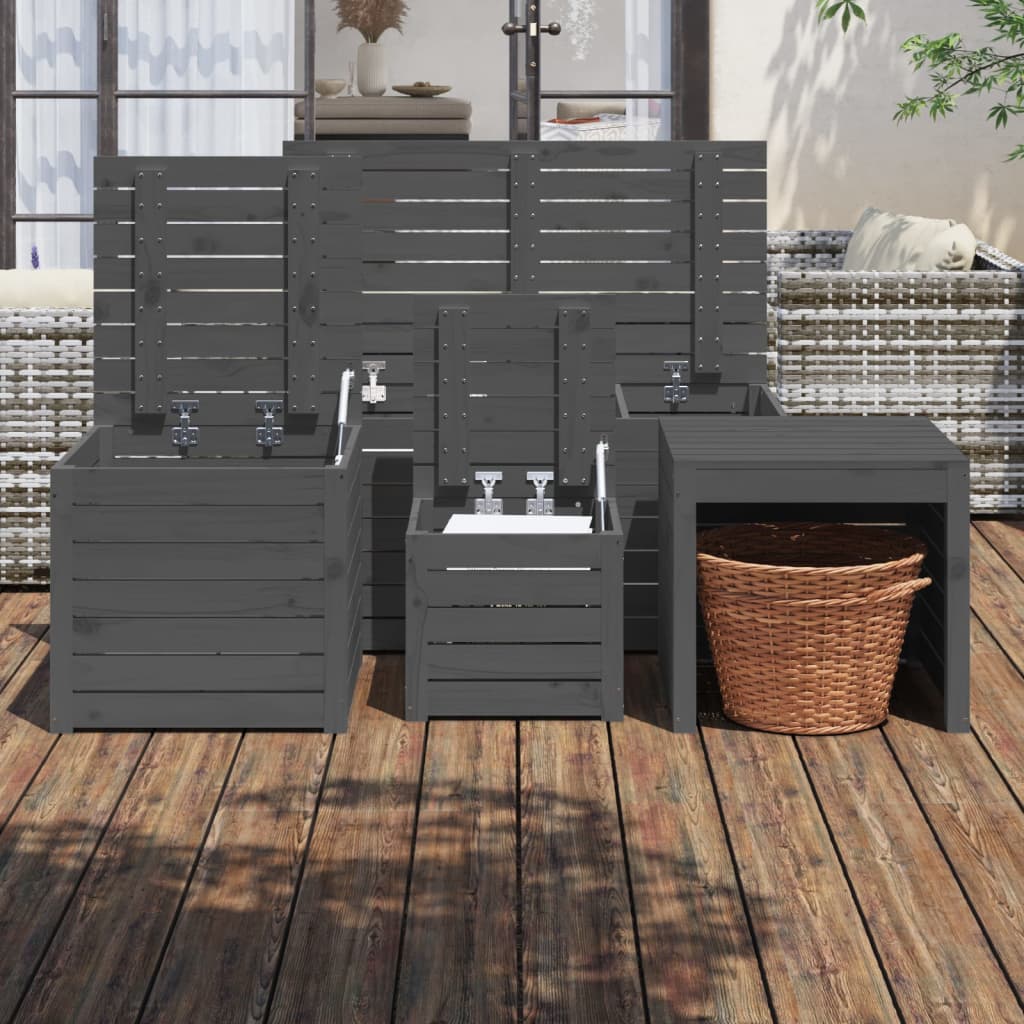 4-tlg. Gartenbox-Set Massivholz Kiefer
