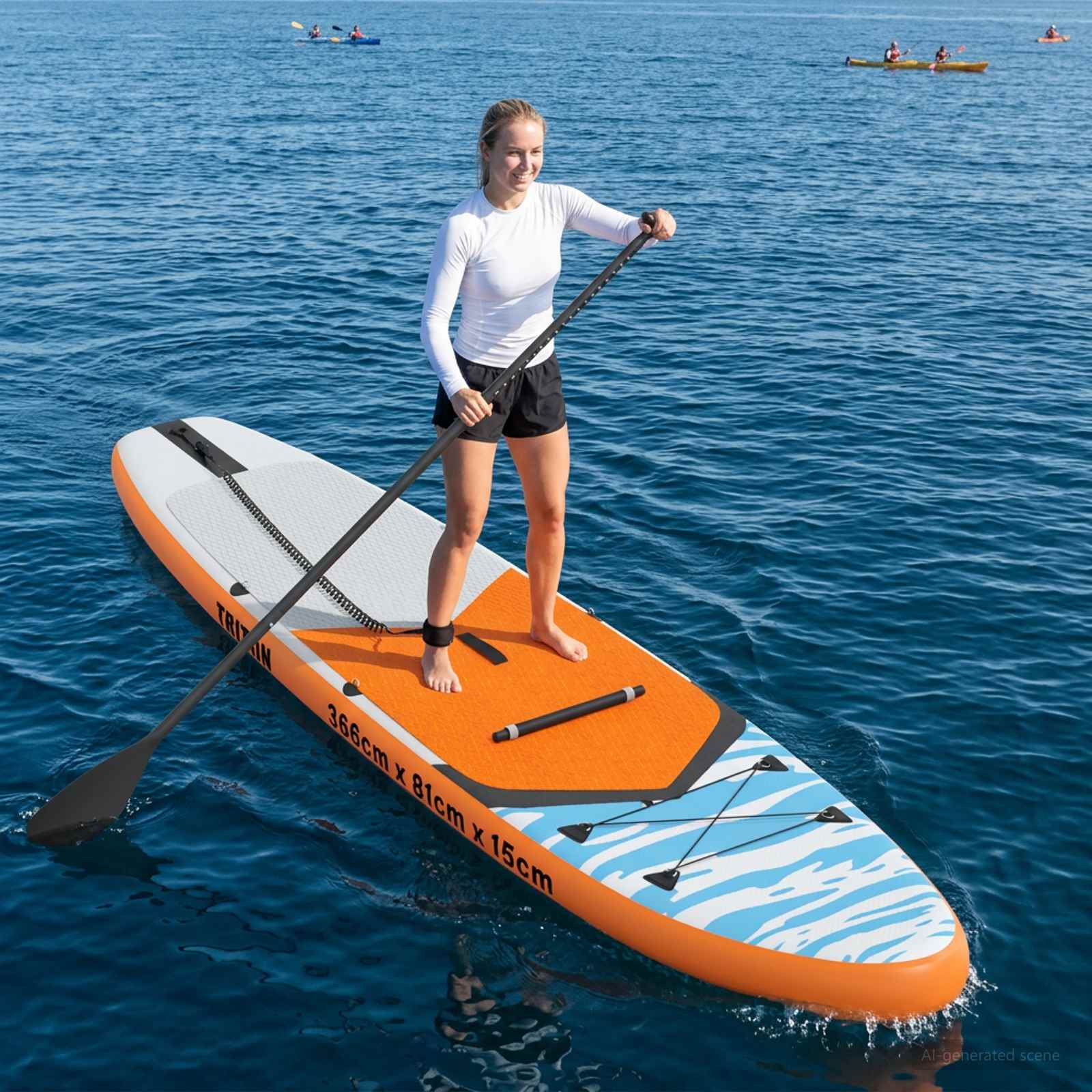 SUP Board mit Sitz 2-in-1 POSEIDON 305 x 76 x 15 cm Grün für