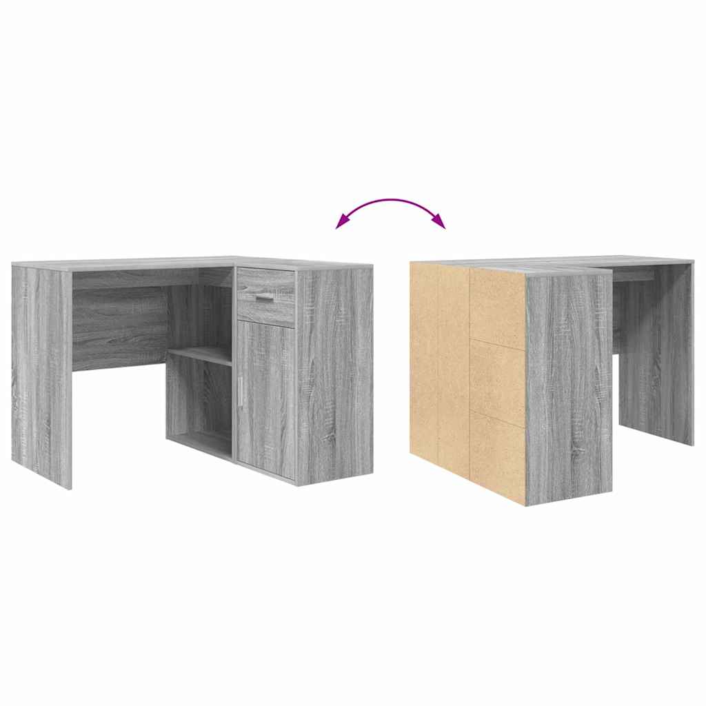 Eck-Schreibtisch Schwarz Eichen-Optik 102 x 88 x 75 cm