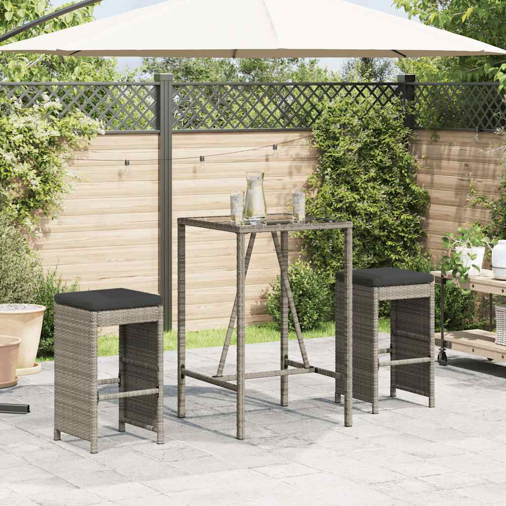 Garten-Barhocker mit Kissen 2 Stk. Braun Poly Rattan
