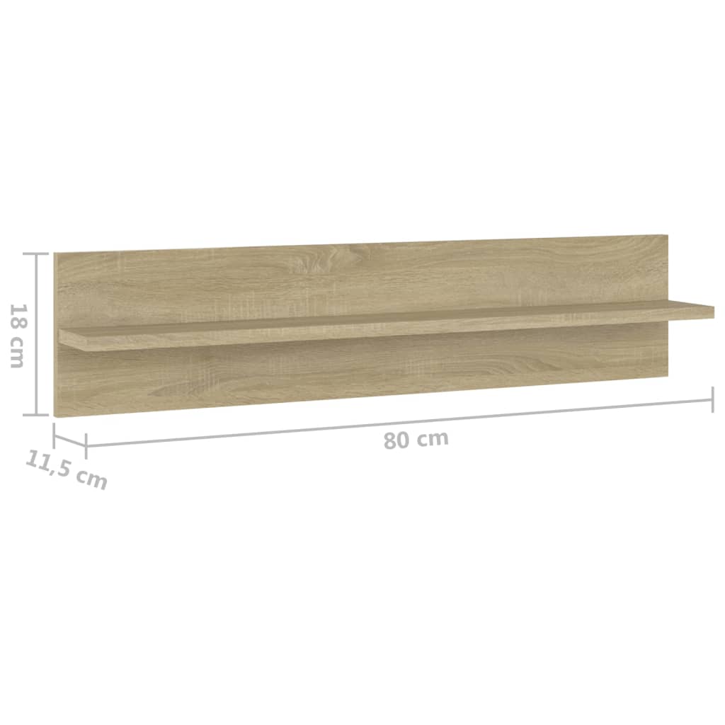 Wandregale 2 Stk. Weiß 80x11,5x18 cm Holzwerkstoff