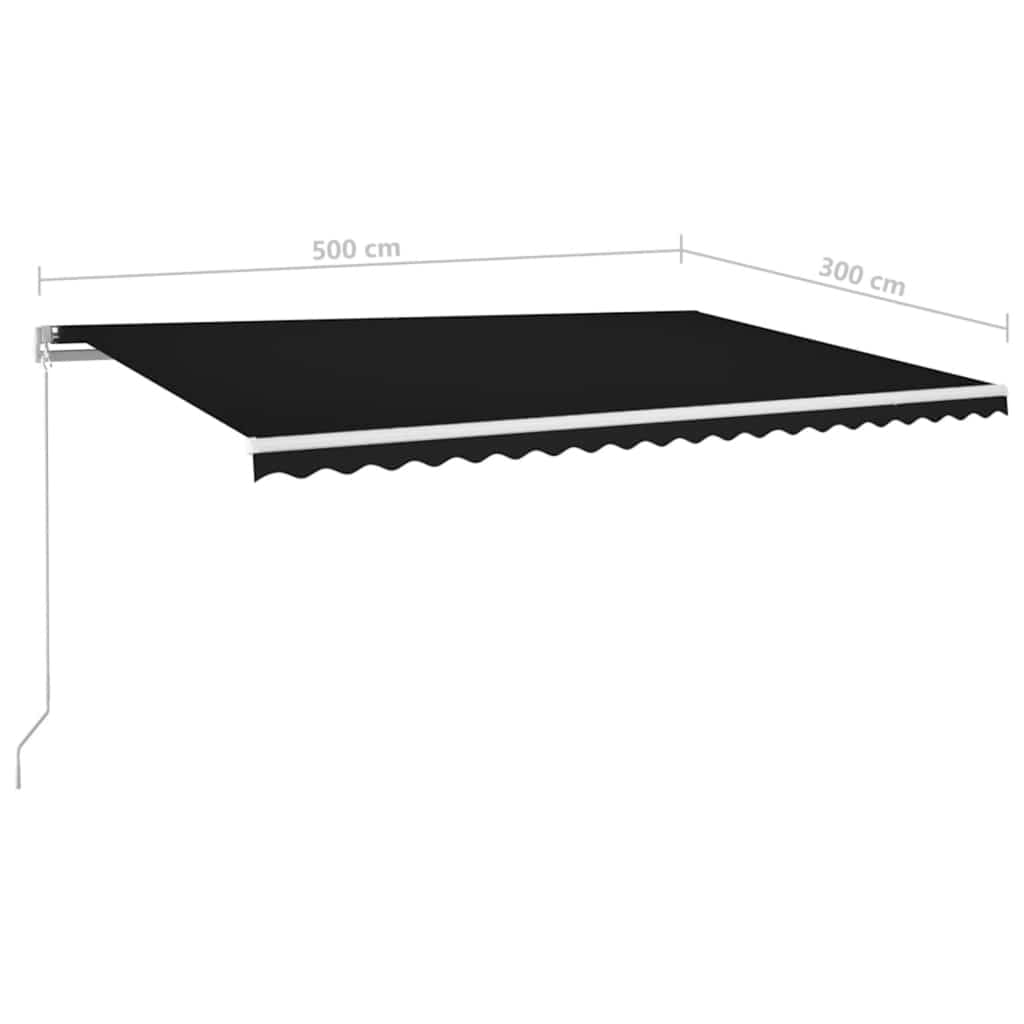 Markise Manuell Einziehbar mit LED 300x250 cm Blau und Weiß