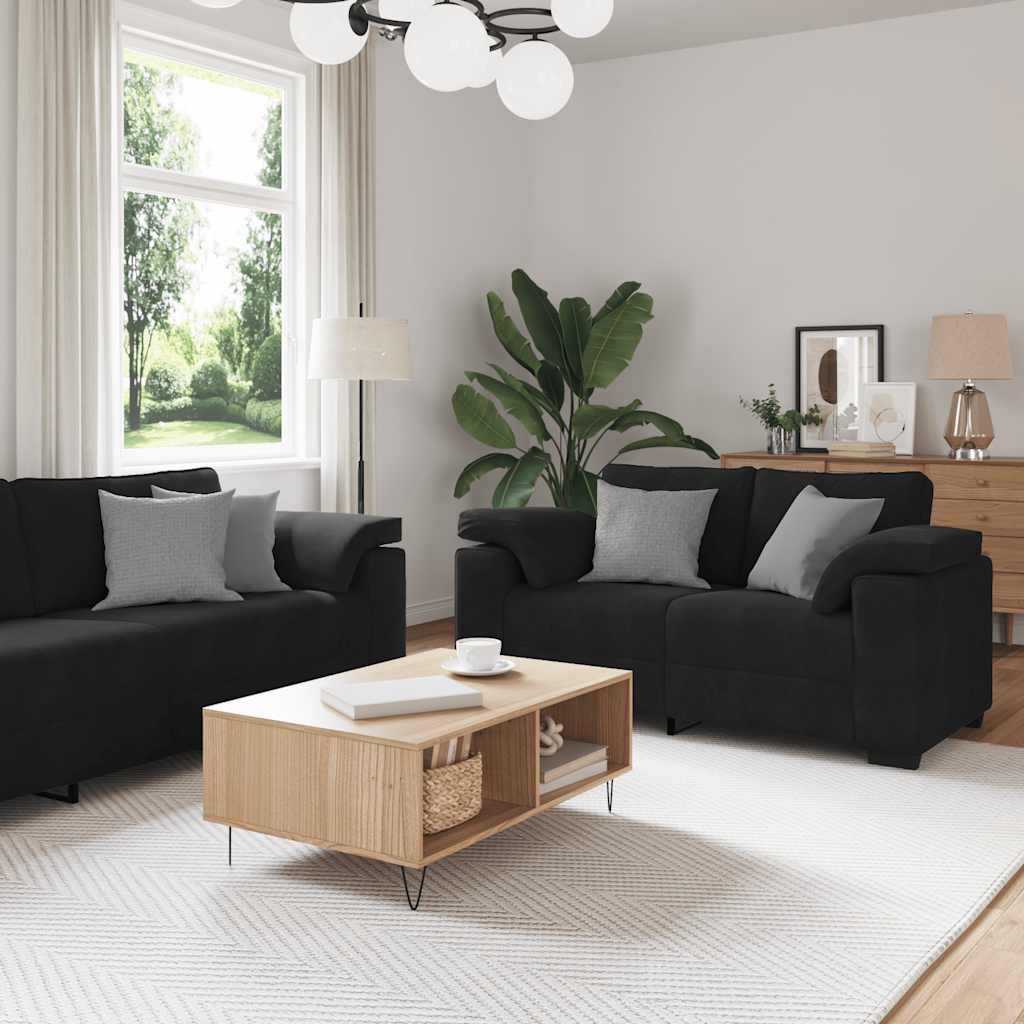 2-teiliges Sofa-Set mit Kissen, hellgrauer Samt