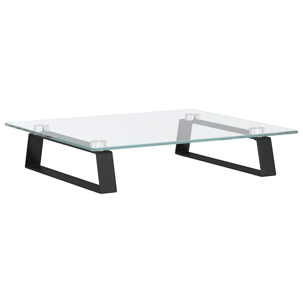 Monitorständer Weiß 60x20x8 cm Hartglas und Metall