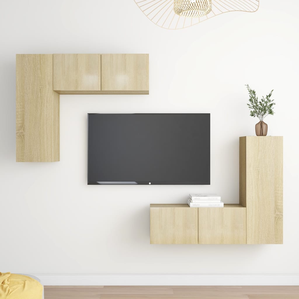 4-tlg. TV-Schrank-Set Weiß Holzwerkstoff