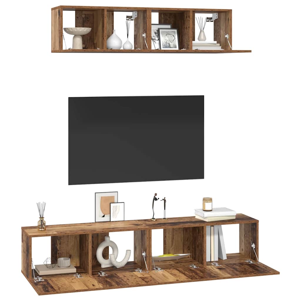 4-tlg. TV-Schrank-Set Weiß Holzwerkstoff
