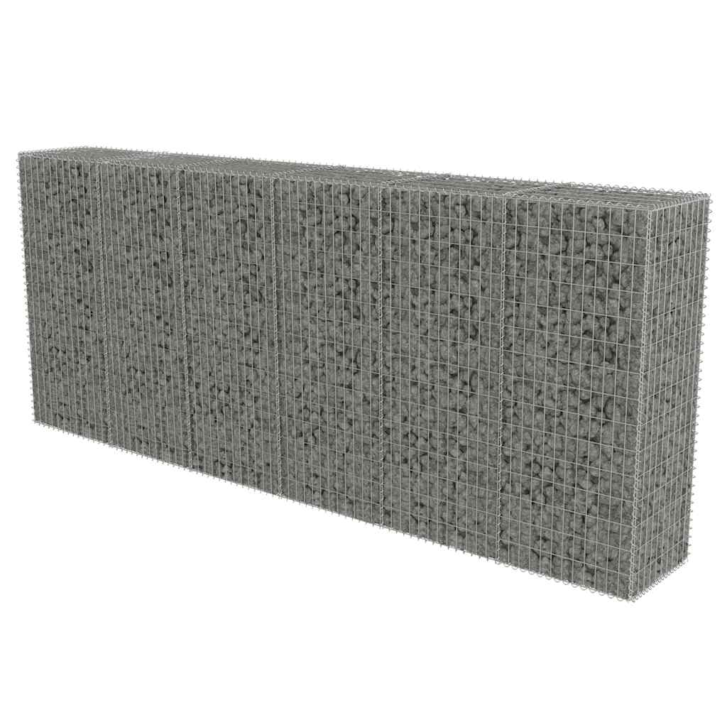 Gabionenwand mit Abdeckung Verzinkter Stahl 20×20×100 cm