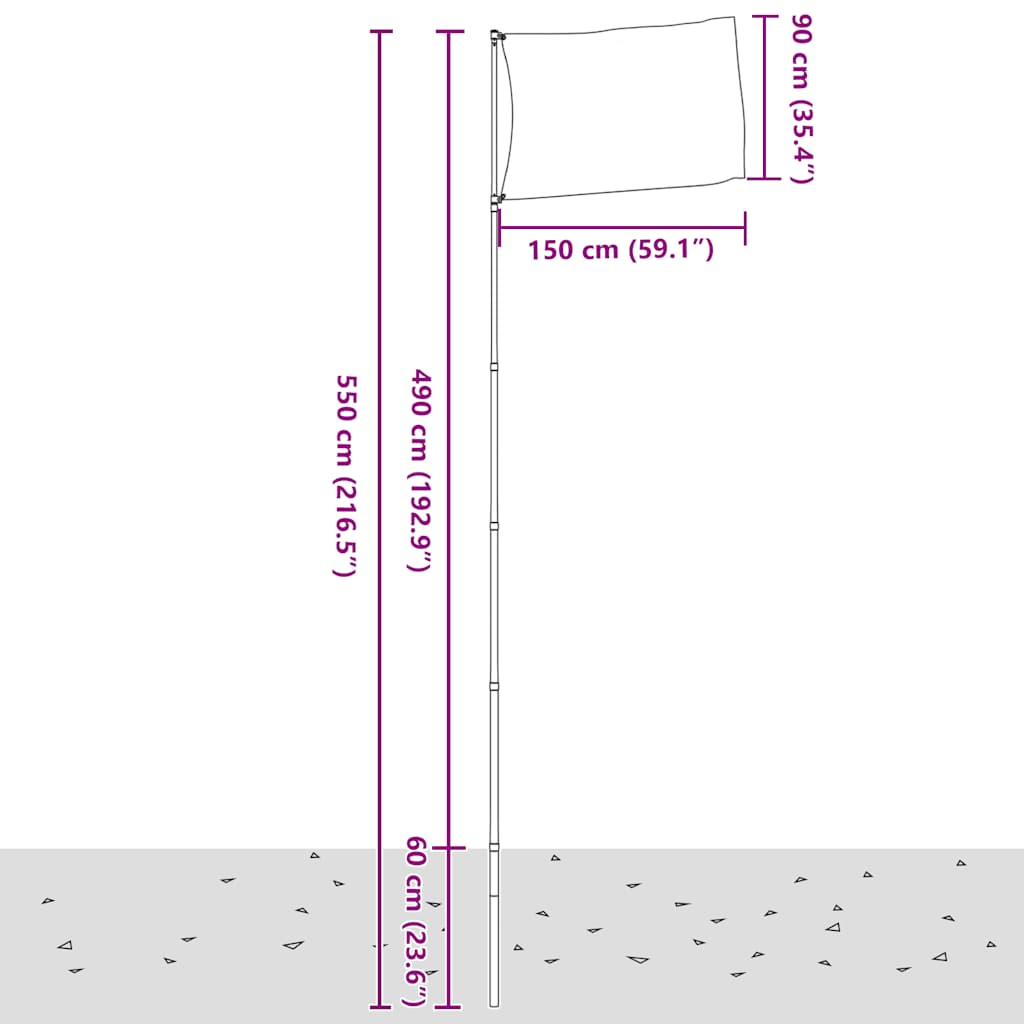 Fahnenmast Teilbar Silbern 6,08 m Aluminium