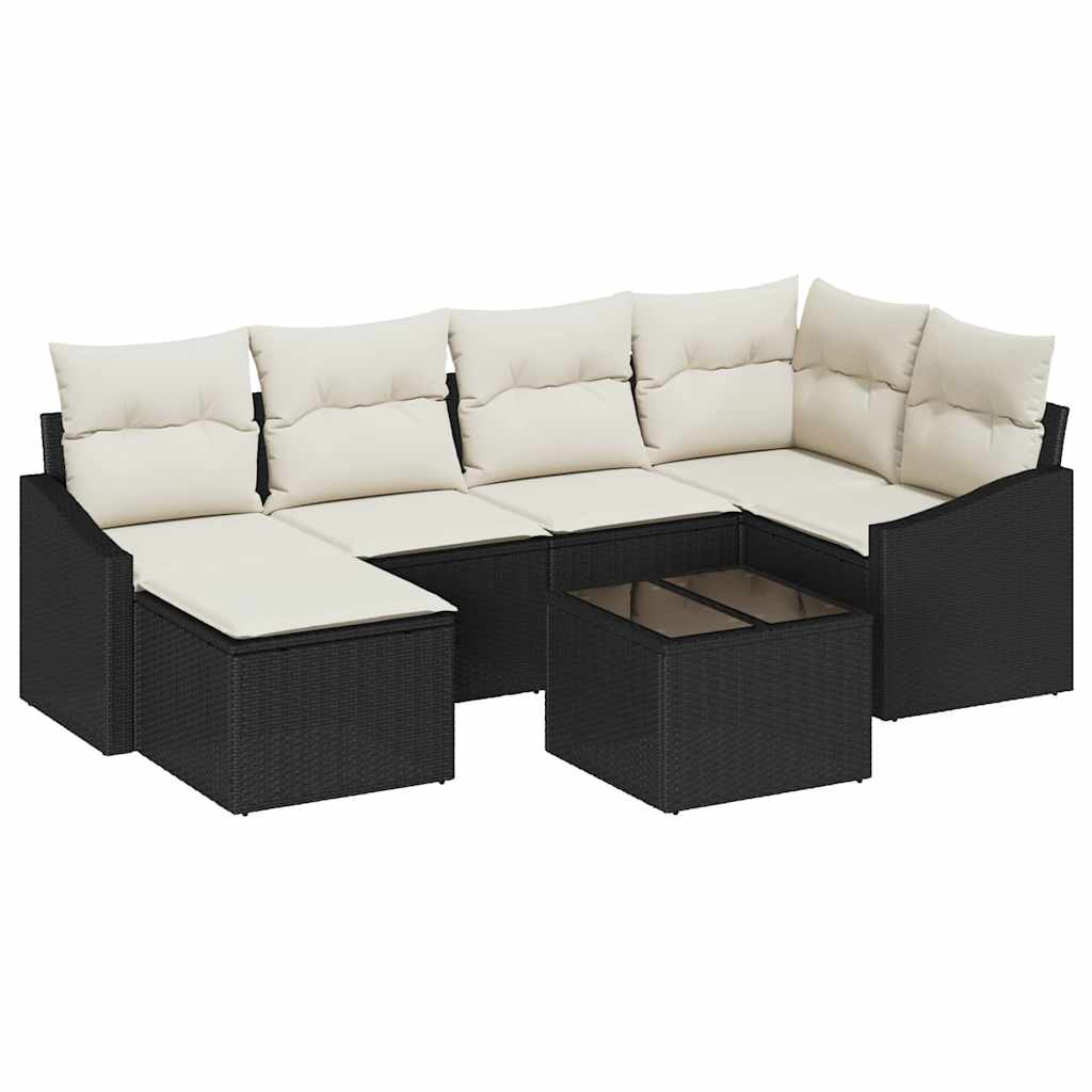 Garten Essgruppe mit Kissen 6 pcs Schwarz und Creme