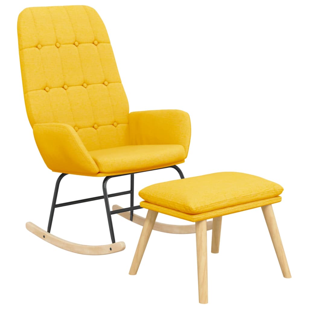 Schaukelstuhl mit Fußhocker Hellgrau Stoff