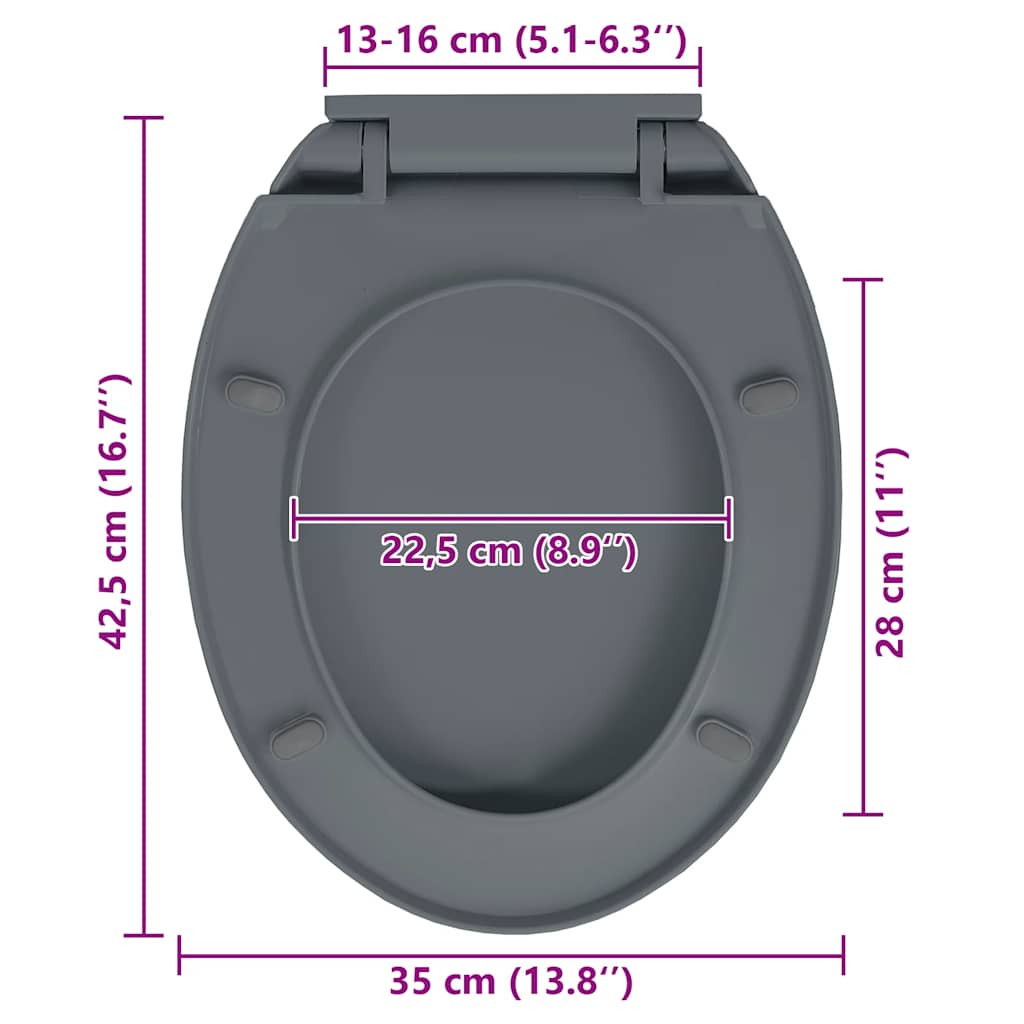 Toilettensitz mit Absenkautomatik Hellgrau Oval