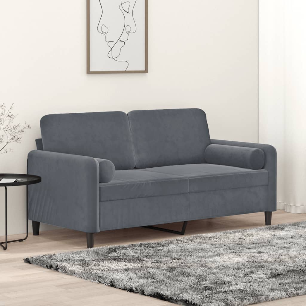 2-Sitzer-Sofa mit Zierkissen Dunkelgrün 120 cm Samt