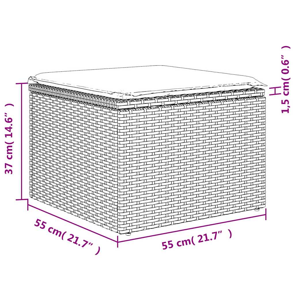 4-teiliges Gartensofa-Set mit Kissen, schwarzes Polyrattan