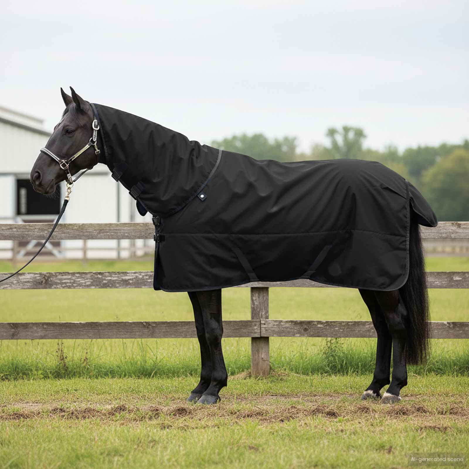 Pferdedecke Dunkelgrün und Schwarz 75 cm Polyester