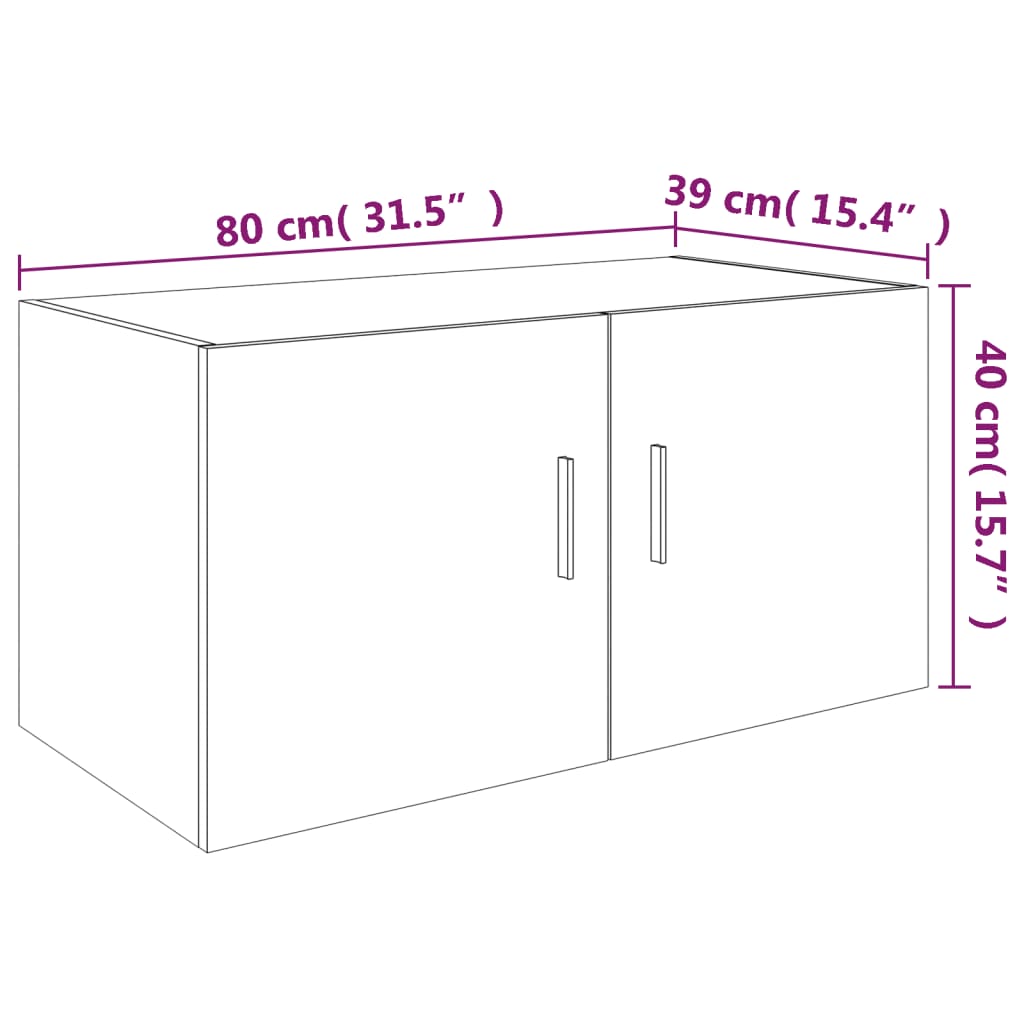 Wandschrank Weiß 80 x 39 x 40 cm Holzwerkstoff