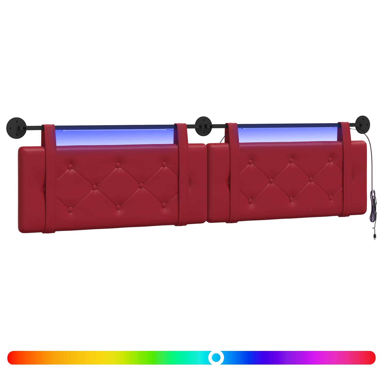 Hängendes Kopfteil Mit LED Licht Creme Kunstleder