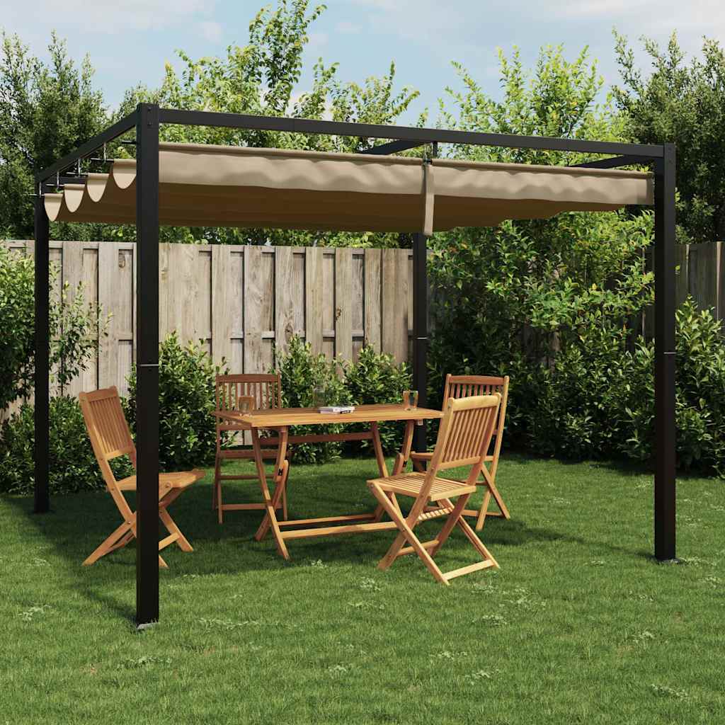 Pavillon mit Netzwände Creme 3x3 m Stahl