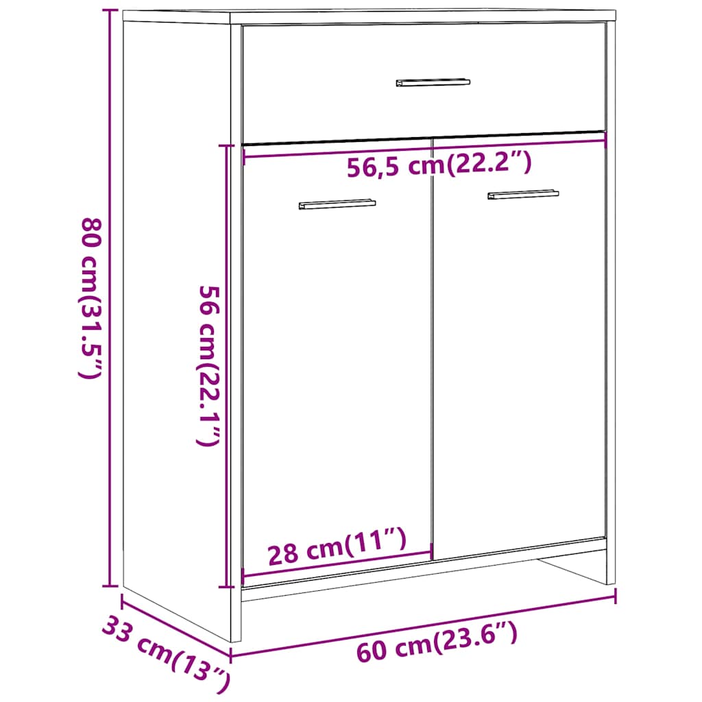 Badezimmerschrank Weiß 60x33x80 cm Holzwerkstoff