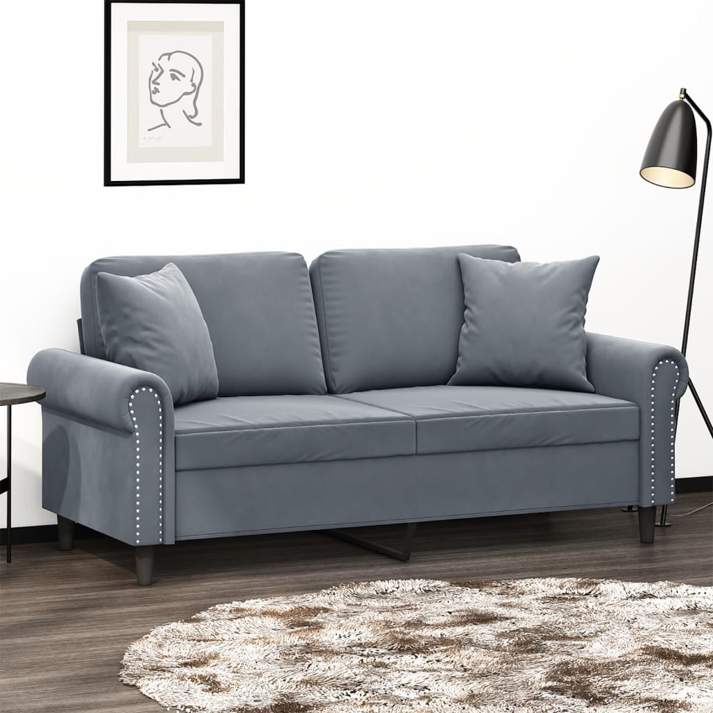 2-Sitzer-Sofa mit Zierkissen Dunkelgrün 120 cm Samt