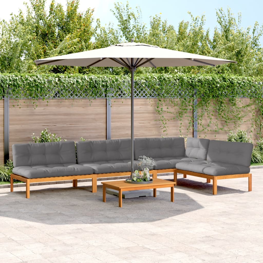 5-tlg. Garten-Sofagarnitur aus Paletten mit Kissen Akazienholz