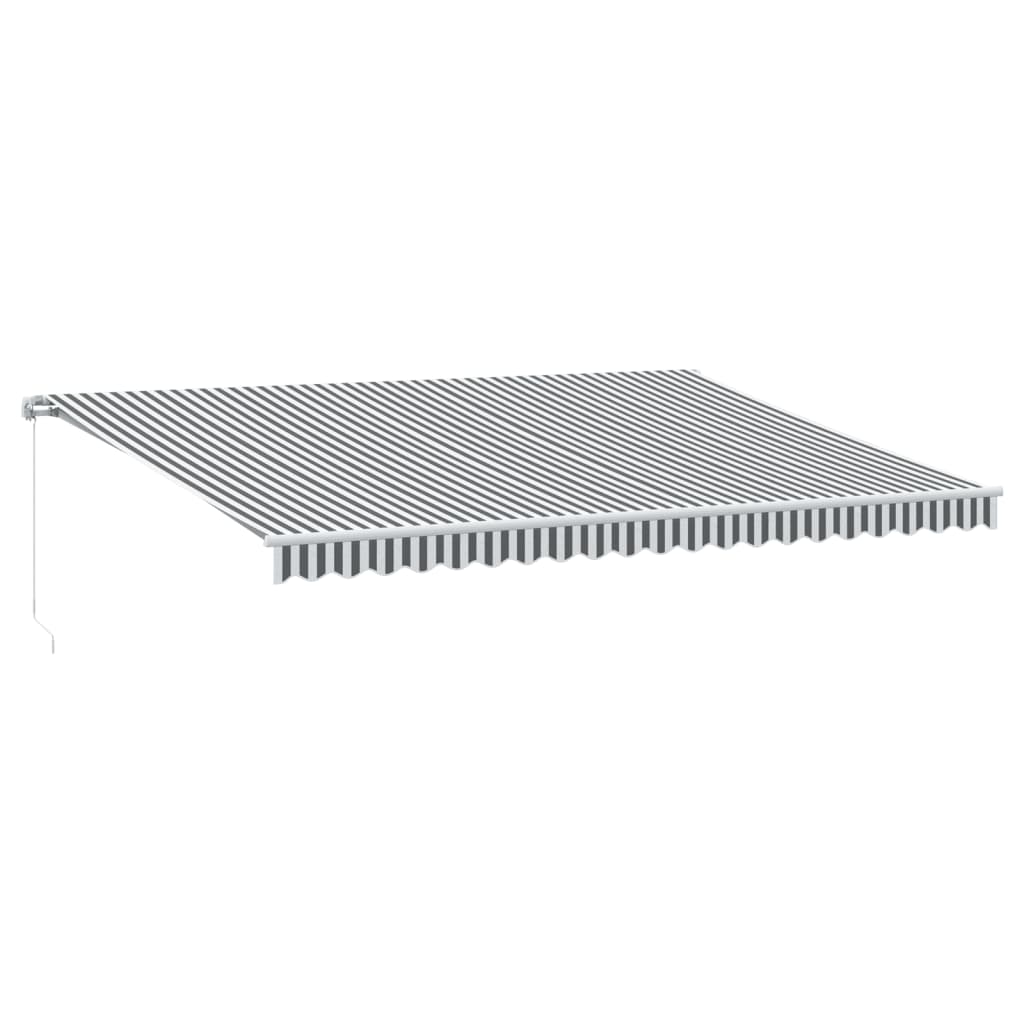 Markise Manuell Einziehbar mit LED 300x250 cm Blau und Weiß