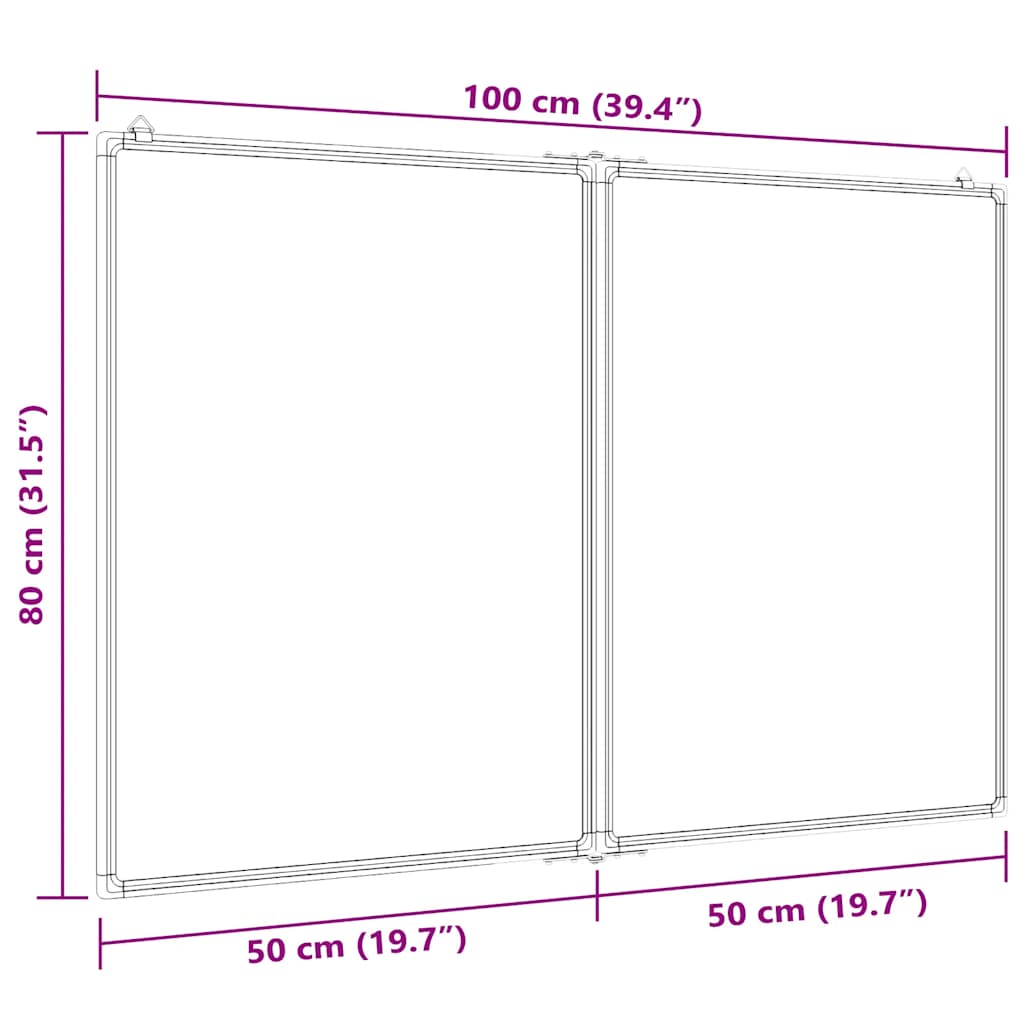Magnetisches Whiteboard Klappbar 80x80x1,7 cm Aluminium