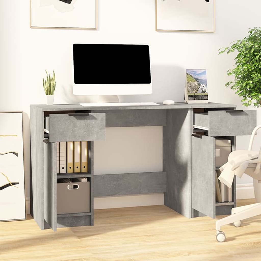 Schreibtisch mit Beistellschrank Weiß Holzwerkstoff