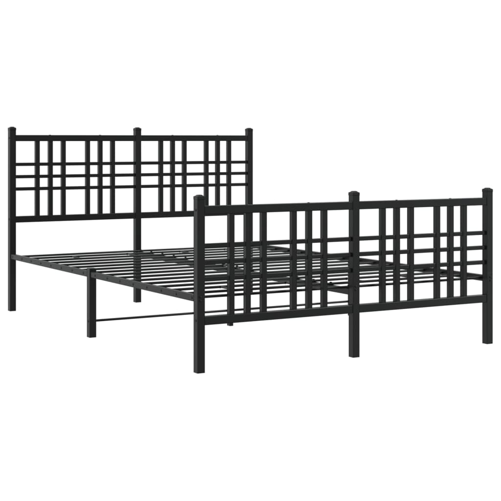 Bettgestell mit Kopf- und Fußteil Metall Schwarz 90x200 cm