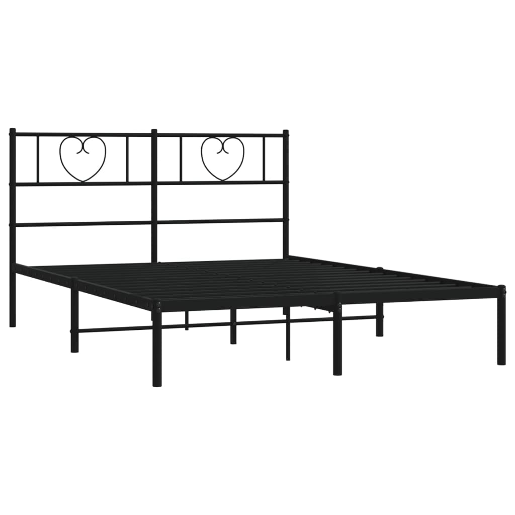 Bettgestell mit Kopfteil Metall Schwarz 100x190 cm